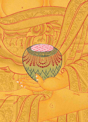 Shakyamuni Buddha Gold Thangka | Religious Tibetan Paint | Wall Decors