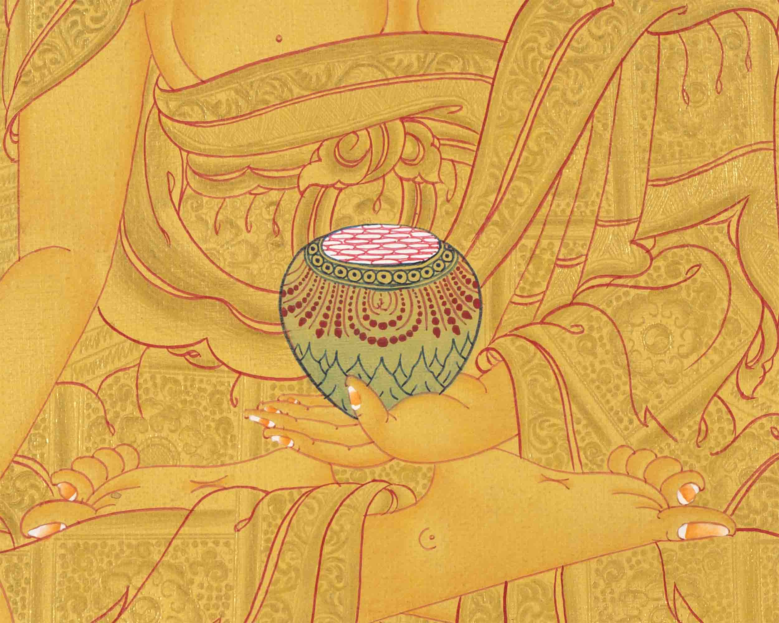 Shakyamuni Buddha Gold Thangka | Religious Tibetan Paint | Wall Decors