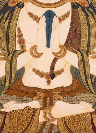 Avalokitesvara Chengrezig Thangka | Wall Hanging Yoga Thangka