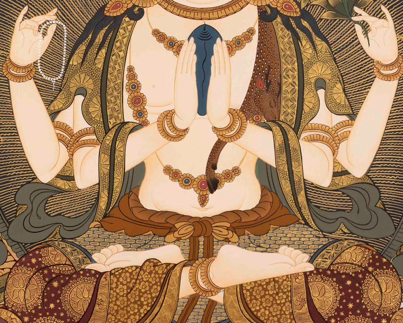 Avalokitesvara Chengrezig Thangka | Wall Hanging Yoga Thangka