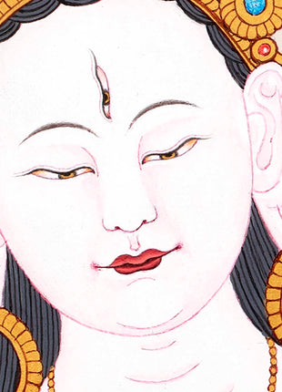 White Tara Symbolism Thangka | Hand-Painted Tibetan Tara Buddhism Art
