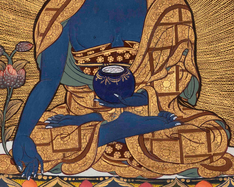 Bhaisajyaguru Thangka | Medicine Buddha | Religious Buddhist Painting