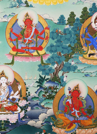 21 Tara Prayer Thangka of Mahasiddha Surya Gupta Tradition | Tibetan Hand Painted Art