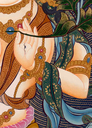 White Tara Art | Traditional Tibetan Thangka | Wall Decors