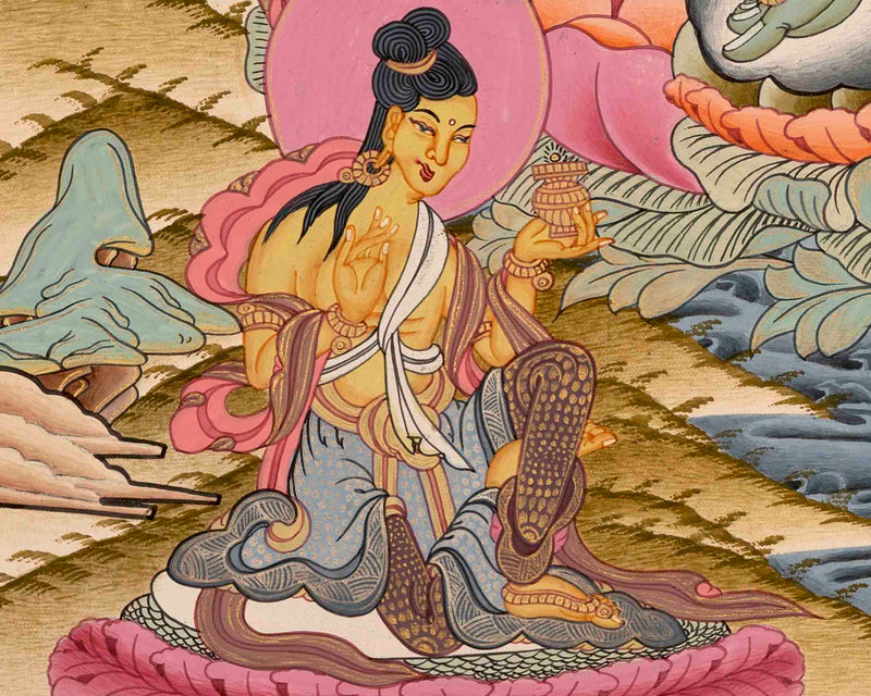 Green Tara Thangka Painting | Buddhist Gifts | Wall Decors