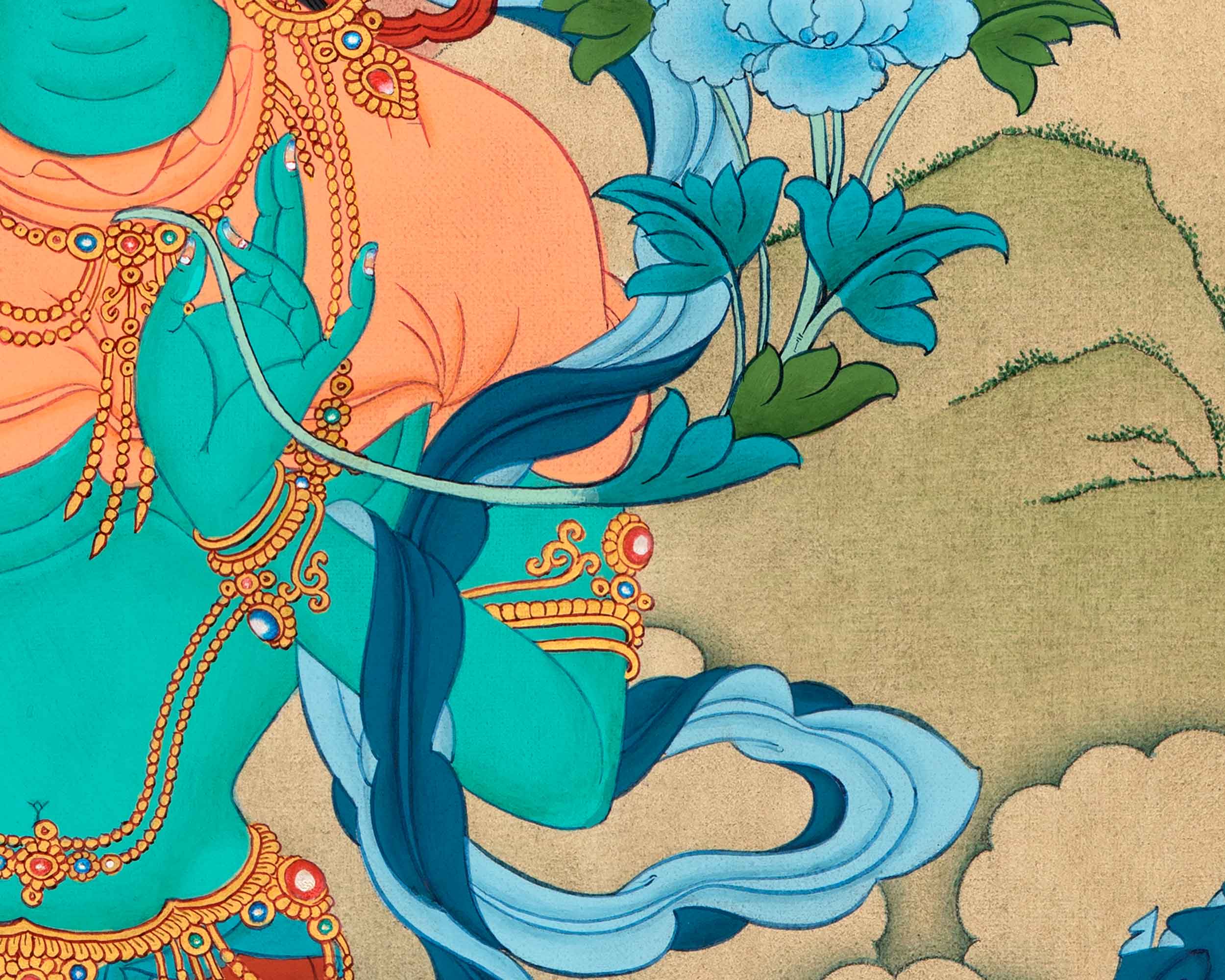 Green Tara Meditation Thangka | Deity of Compassion | Tibetan Art