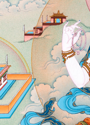 Avalokiteshvara- Chenrezig Bodhisattva Thangka, Tibetan Vajrayana Buddhist Painting