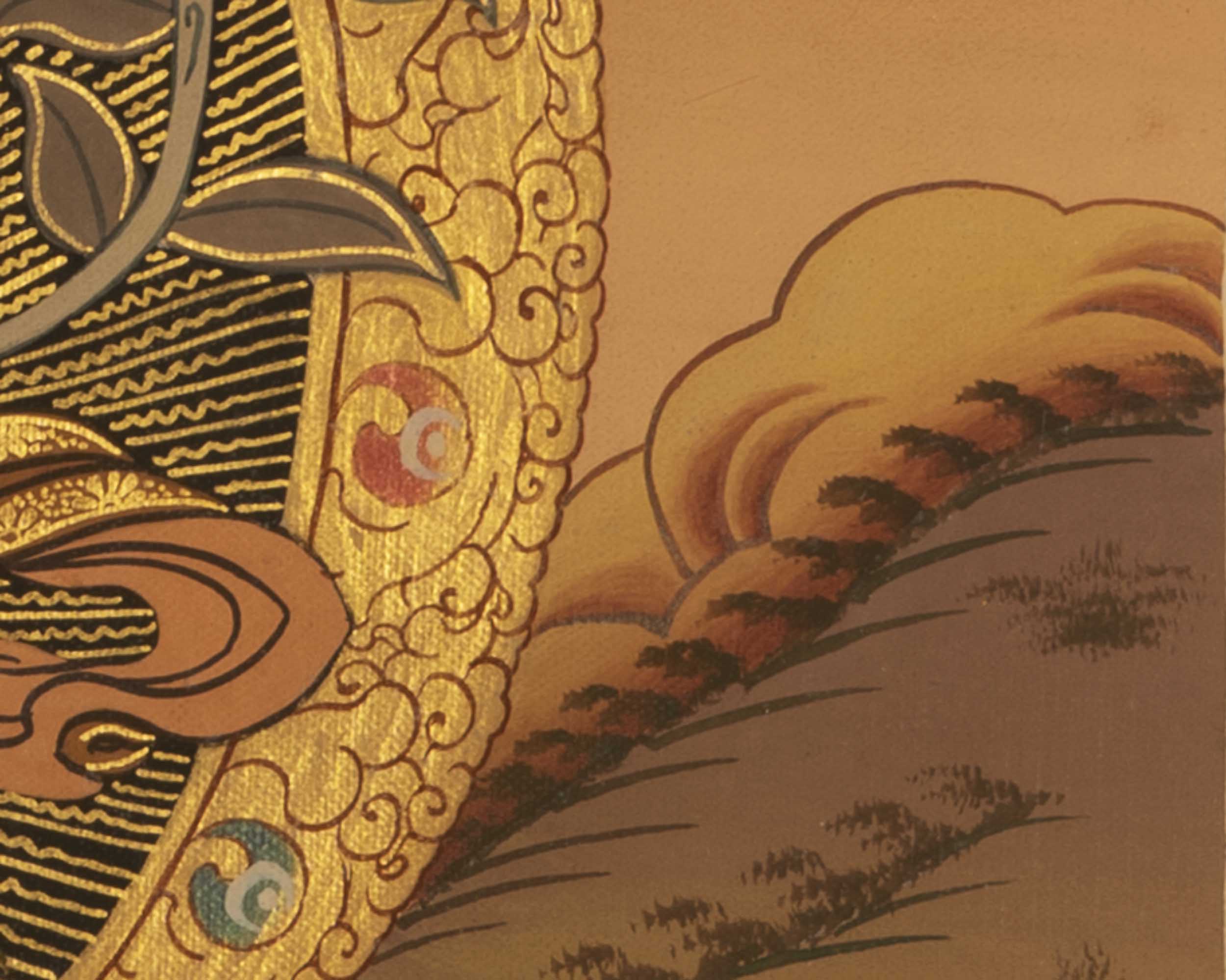 Small Green Tara Thangka | Religious Art For Wall Decor