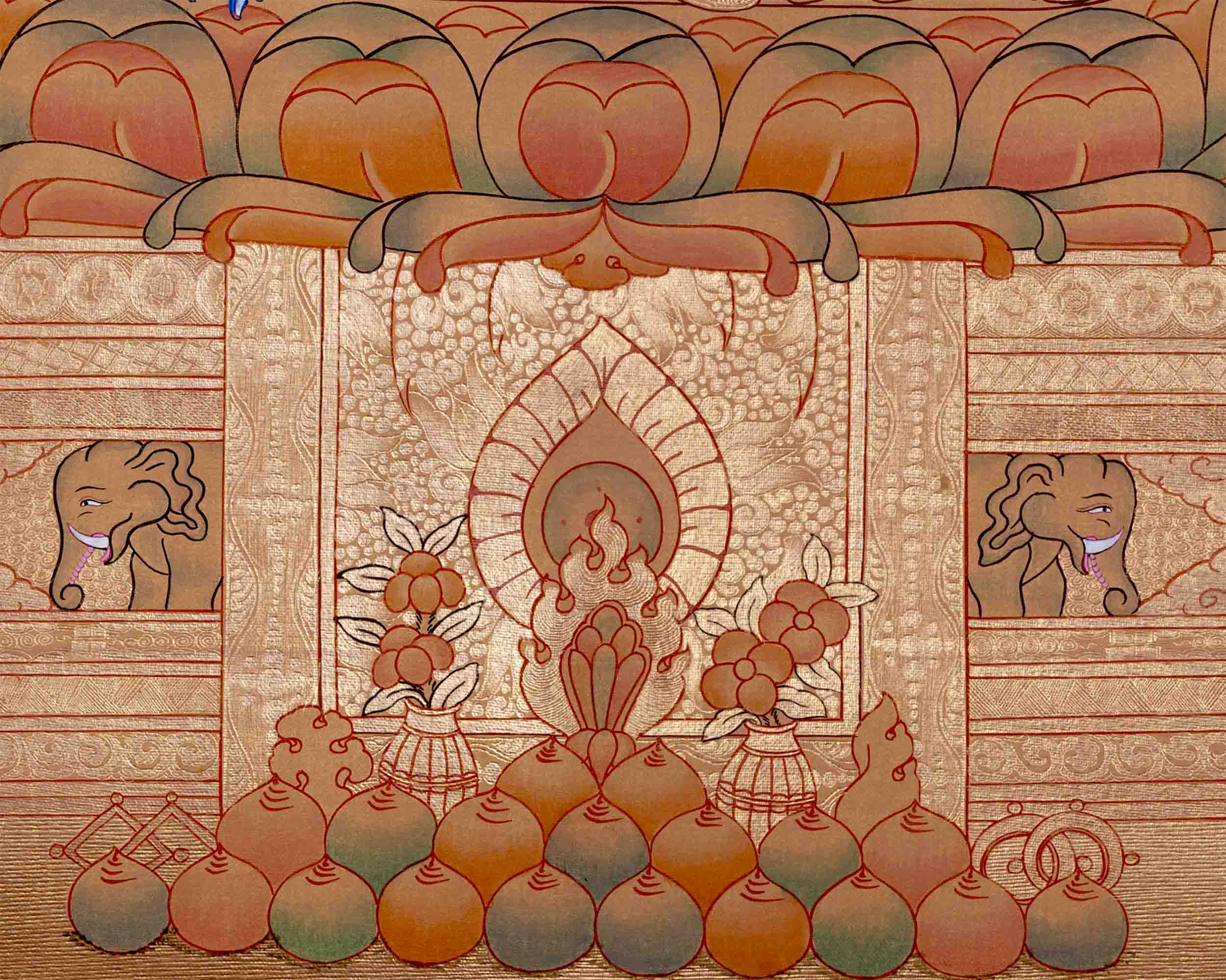 24K Gold Style Medicine Buddha Thangka | Meditation Altar