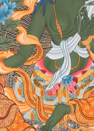 Buddhist Green Tara | Healing Female Deity Thangka