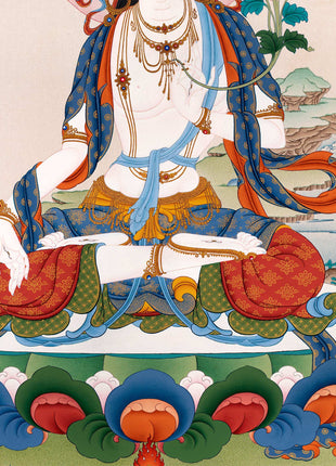 White Tara Thangka Print | High Quality Digital Canvas Print