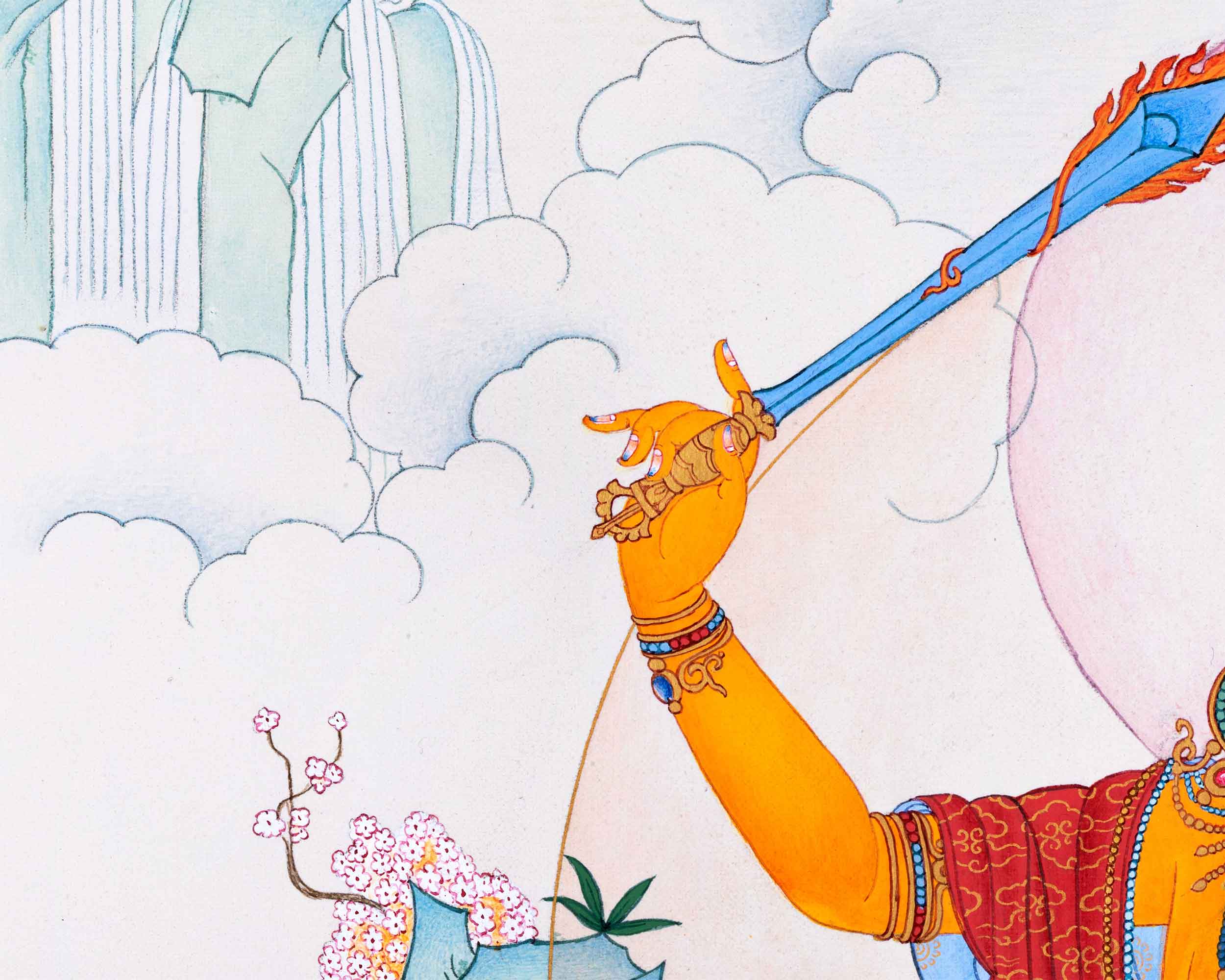 Traditionally Hand-Painted Manjushree Buddha Thangka | The Bodhisattva Of Wisdom Art For Daily Practice
