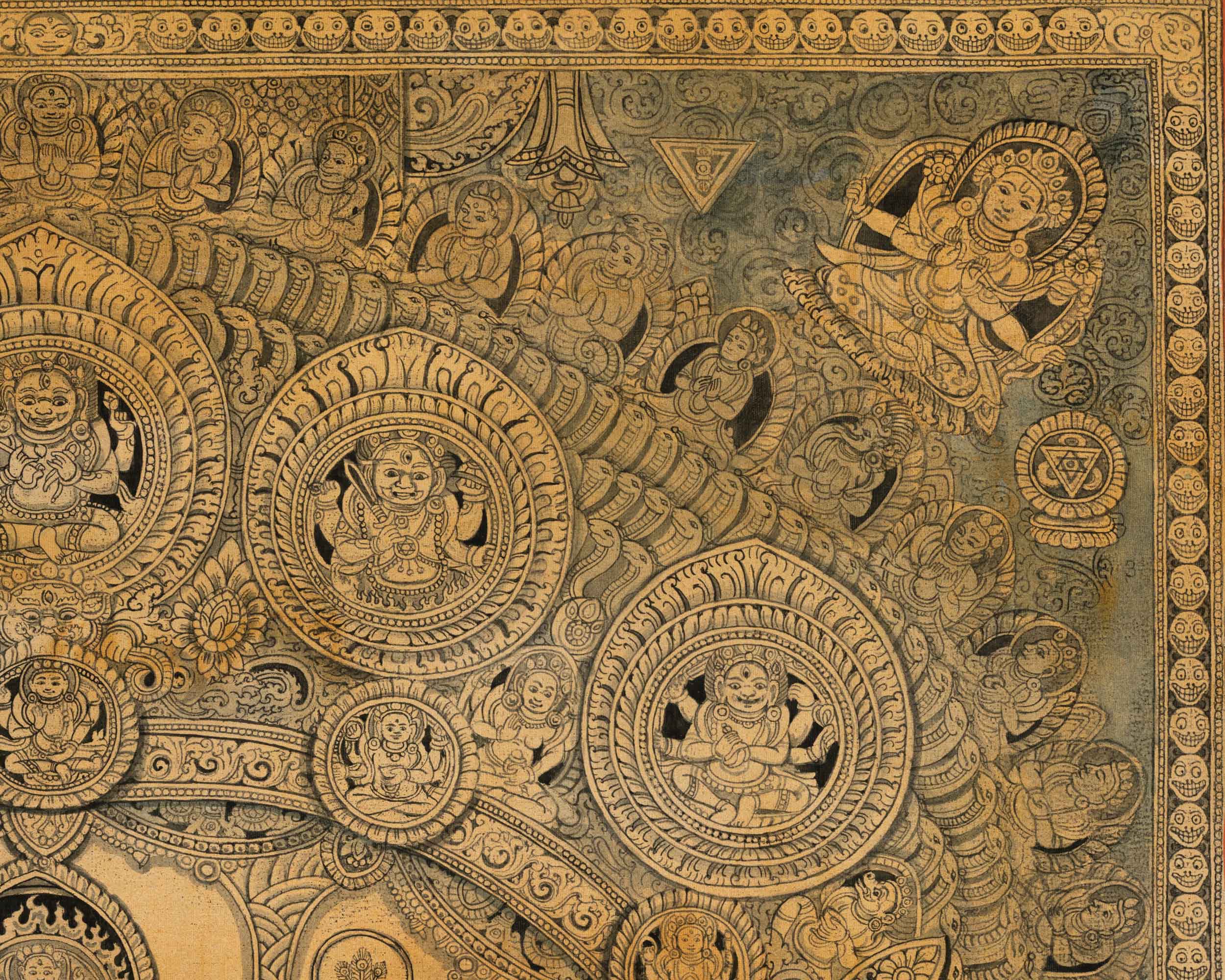 Head Of Bhairava On A Canvas Art | Thangka Print For Room Decoration, Wall Hanging