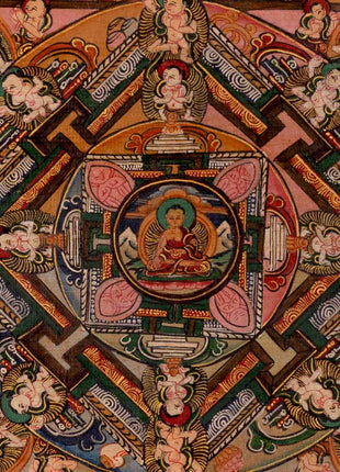 Five Mandalas Thangka | Oil Varnished Artwork | Wall Decors