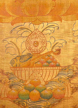 Gold Manjushree Thangka | Hand Painted Bodhisattva Art