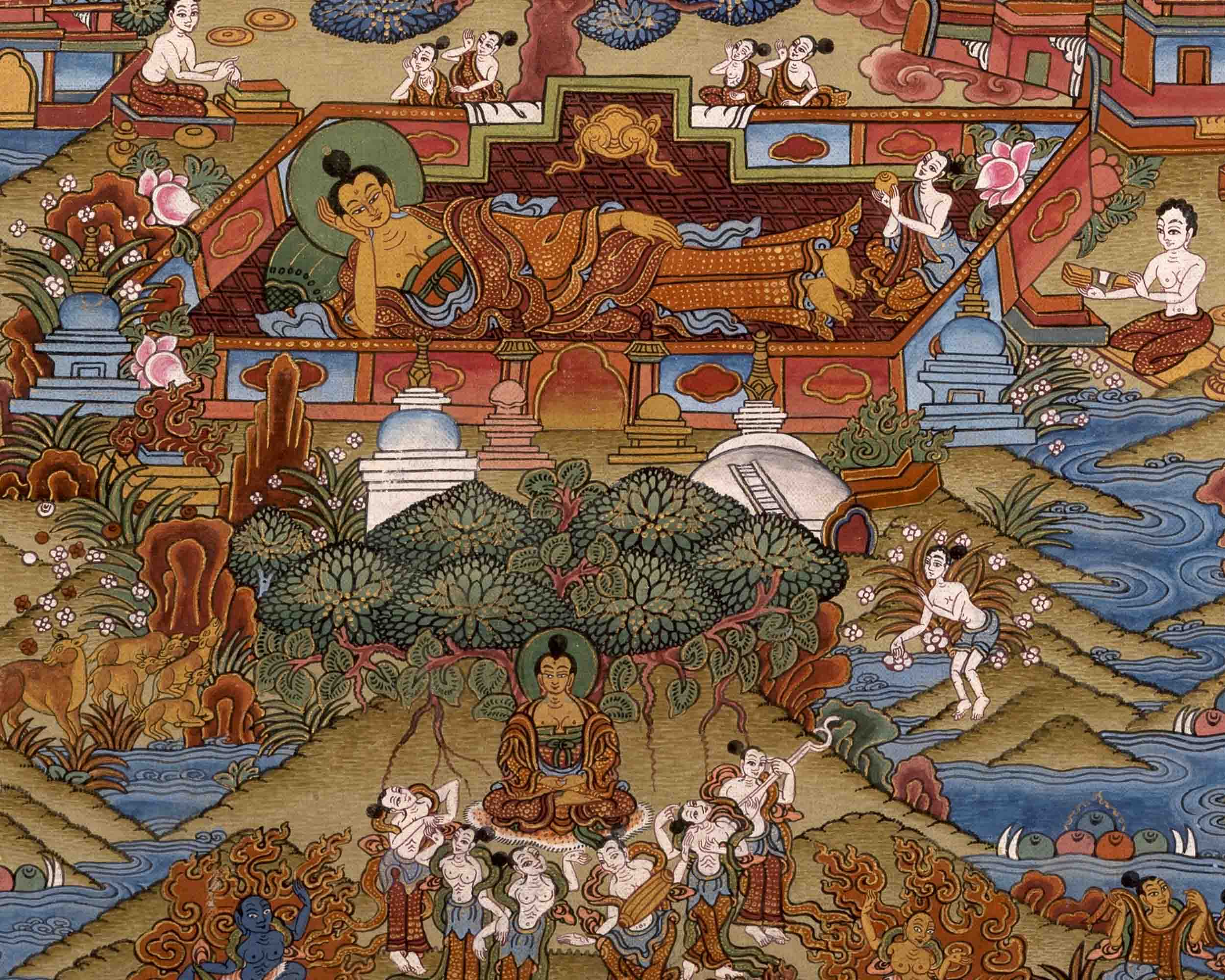 Vintage Buddha life Story Thangka | Wall Decoration Painting