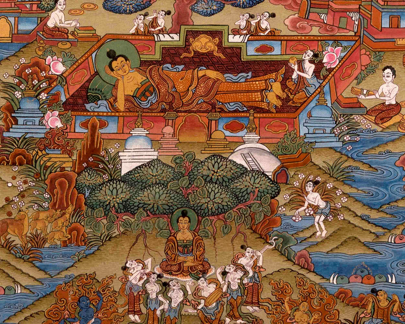Vintage Buddha life Story Thangka | Wall Decoration Painting