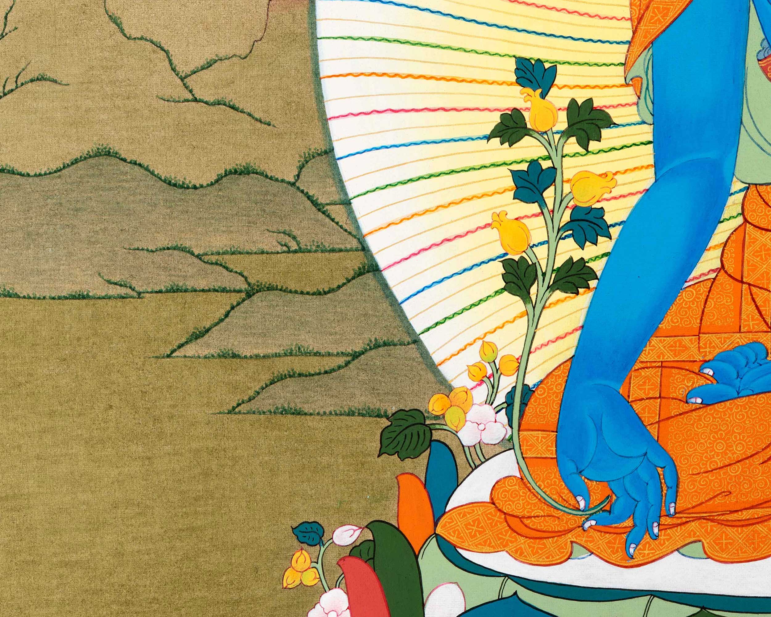 Blue Medicine Buddha Thangka | Hand Painted Buddhist Art