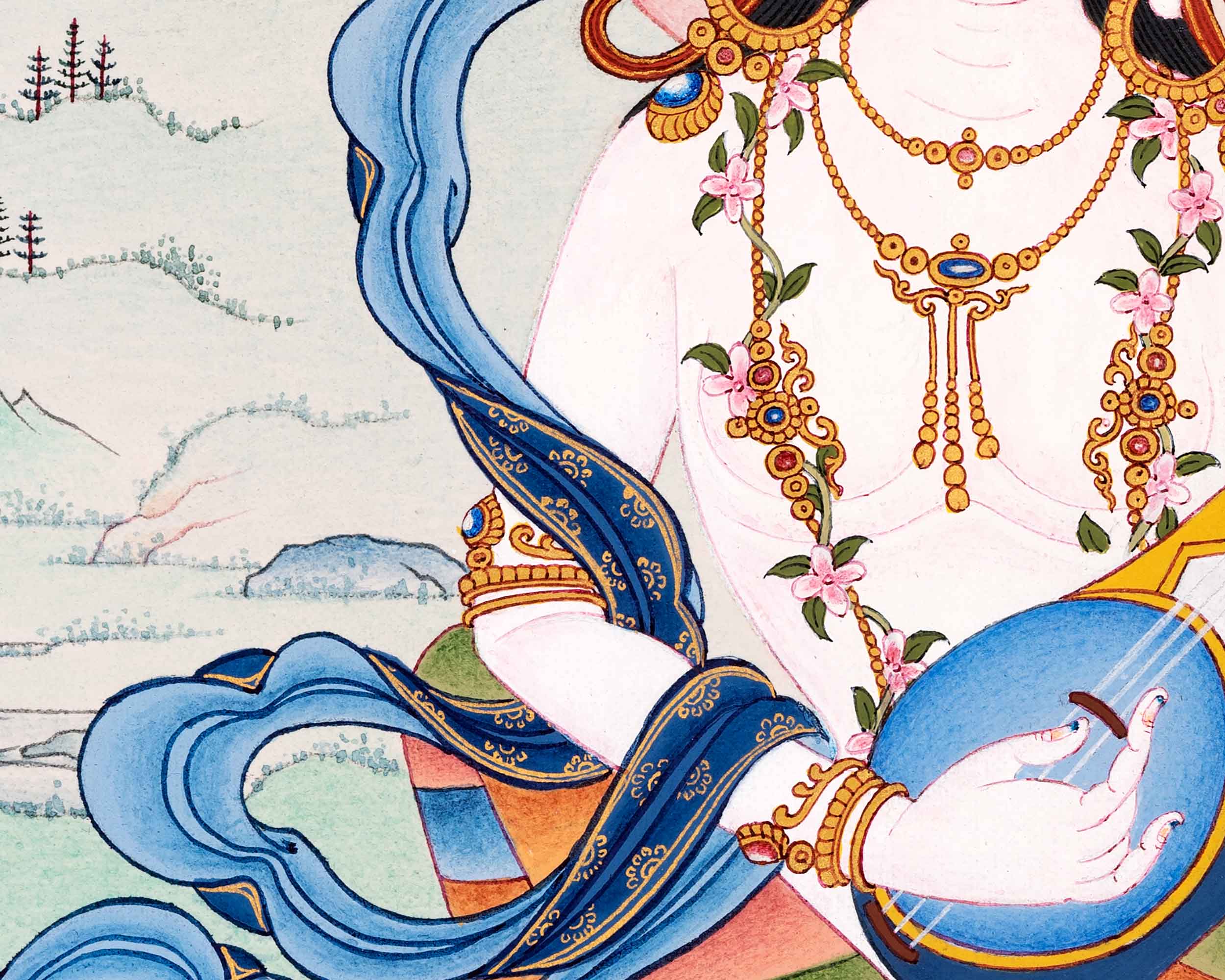 Mother Saraswati Thangka, Tibetan Art of Dakini