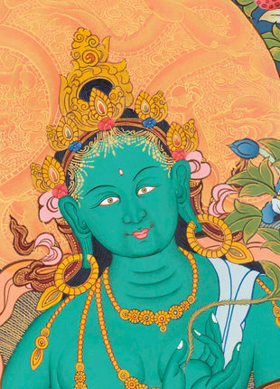 Goddess Green Tara Thangka | Spiritual Wall Art