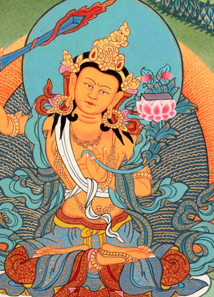 Hand-Painted White Thangka | Buddhist Tara Thangka