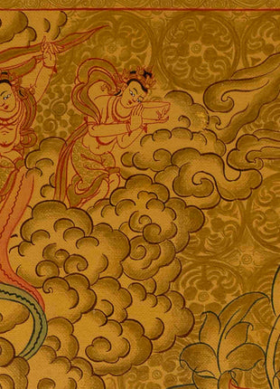 Gold Green Tara Thangka | Religious Buddhist Painting | Wall Decors