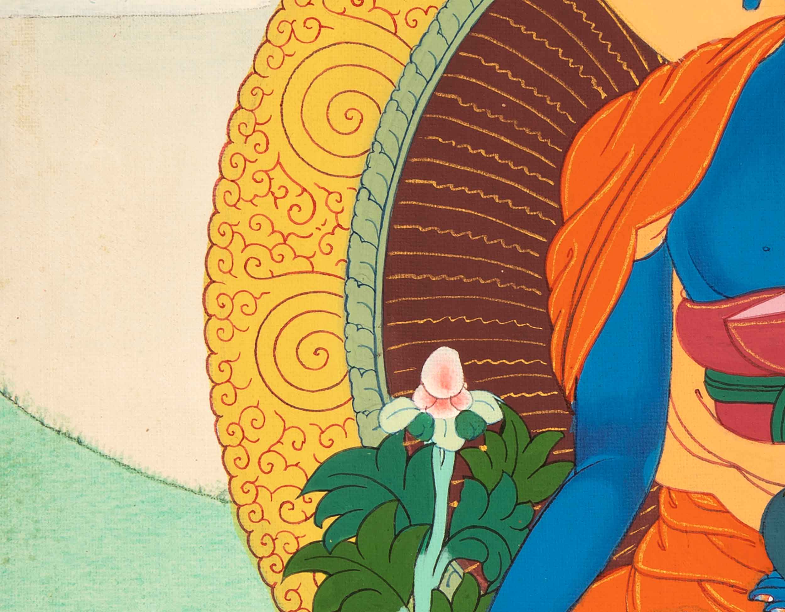 Small Medicine Buddha Thangka | Hand Painted Buddhist Art