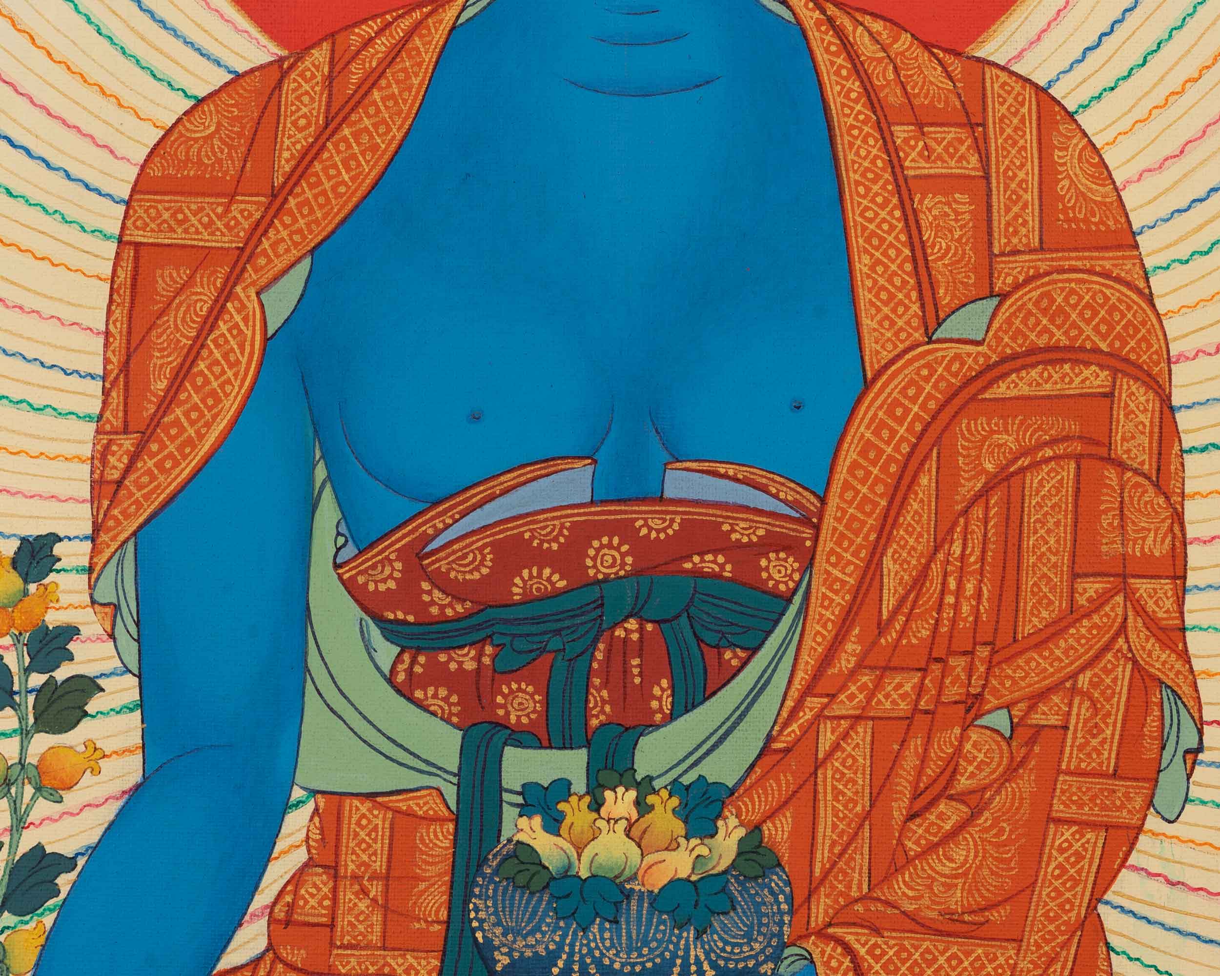 Buddha Medicine Thangka For Meditation & Healing | Traditonal Bhaisajyaguru, Healing Buddha Art