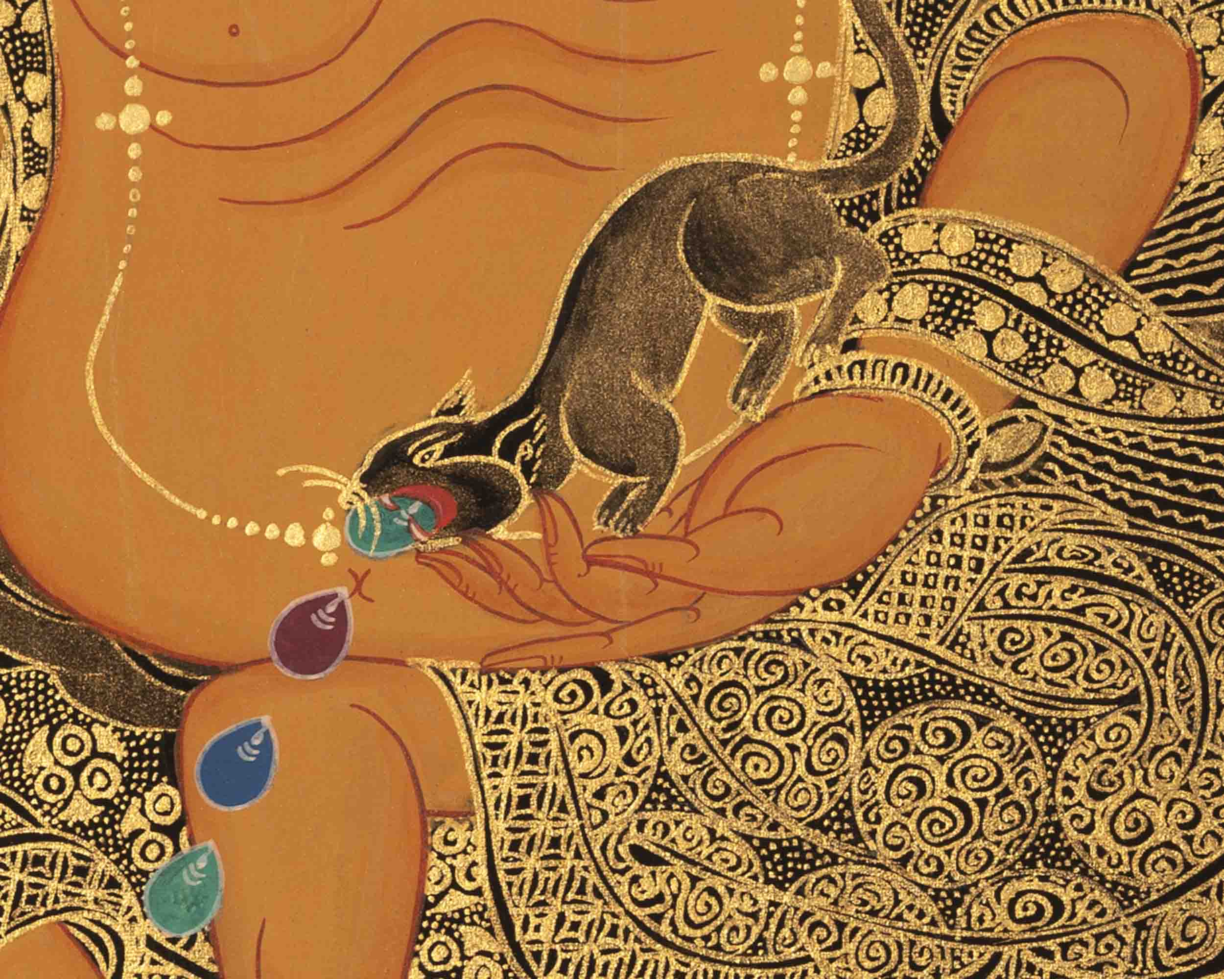 Dzambala Thangka Painting | Deity Of Wealth | Wall Decors