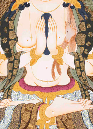 Chenresig Thangka | Avalokiteshvara | Handpainted Religious Art