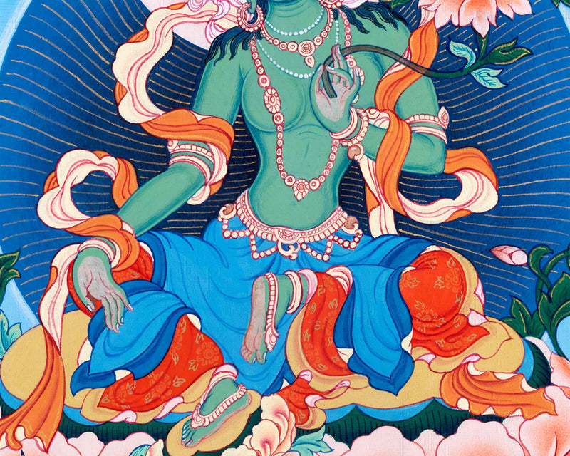 High-Quality Giclee Art Print For Green Tara Chant | Traditional Mother Tara Nepali Art