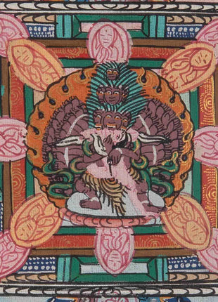 Small Size Heruka Mandala Thangka | Traditional Thangka Painting with Brocade