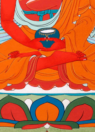 Small Buddha Amitabha Prayer Thangka | Tibetan Art of Infinite Light Deity