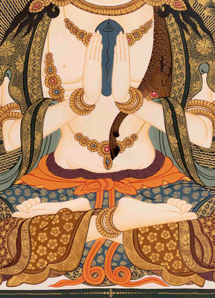 Avalokiteshvara Chengrezig Thangka | Yoga Meditation Canvas Art