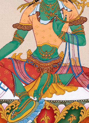 Green Tara Thangka | Hand Painted Tara | Tibetan Painting