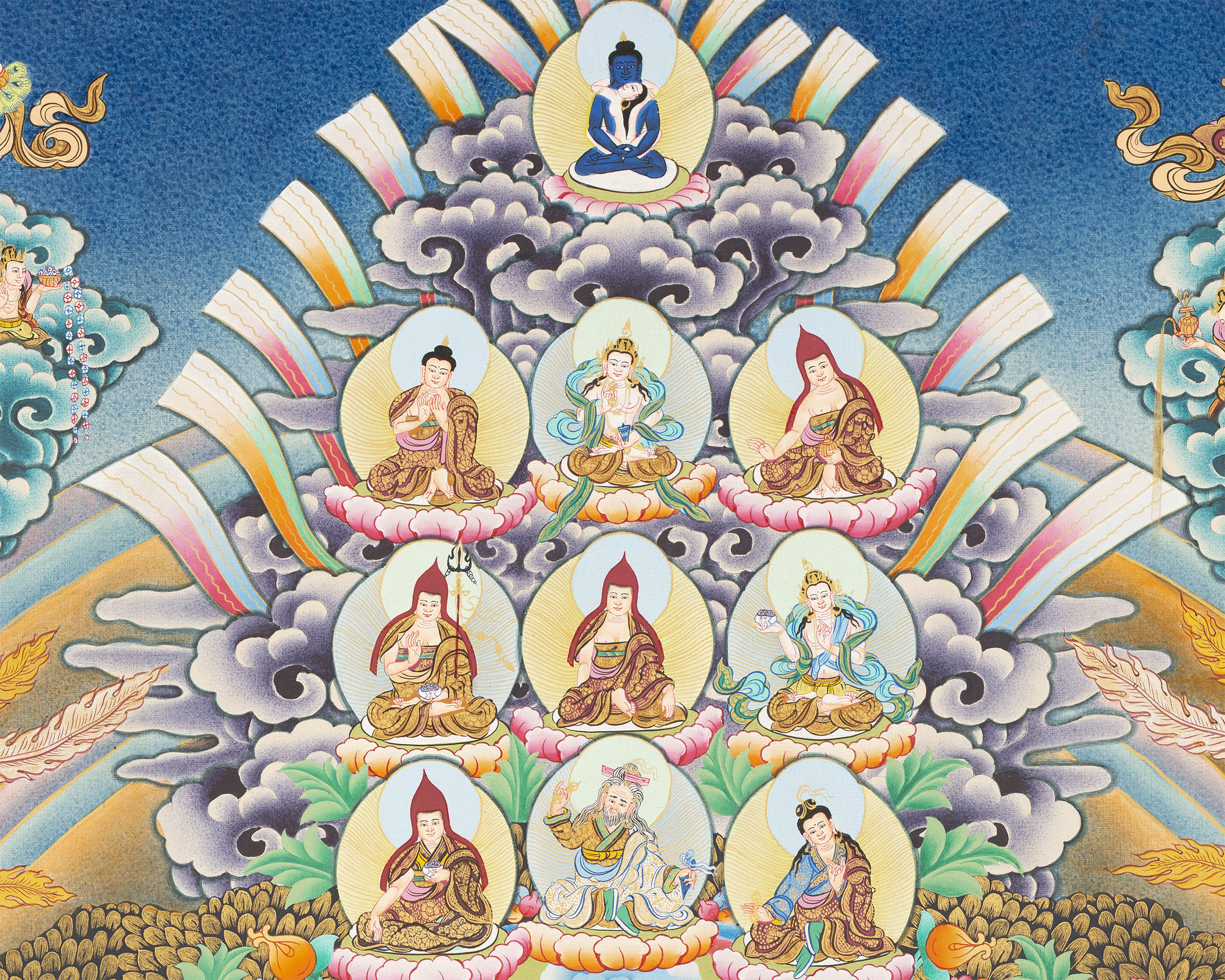 Rinpoche Refuge Tree Thangka | Hand Painted Buddhist Artwork