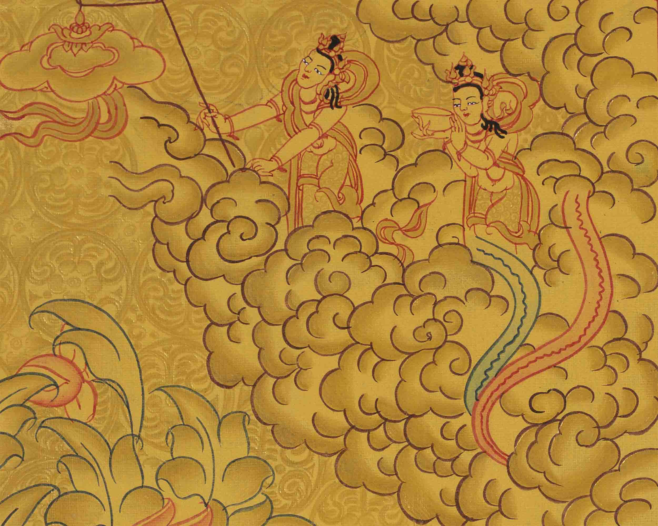 Full 24K Gold Green Tara Thangka | Wall Decoration Art