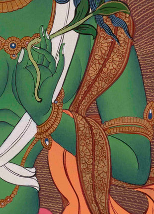 Green Tara | Traditional Buddhist Thangka | Wall Decors