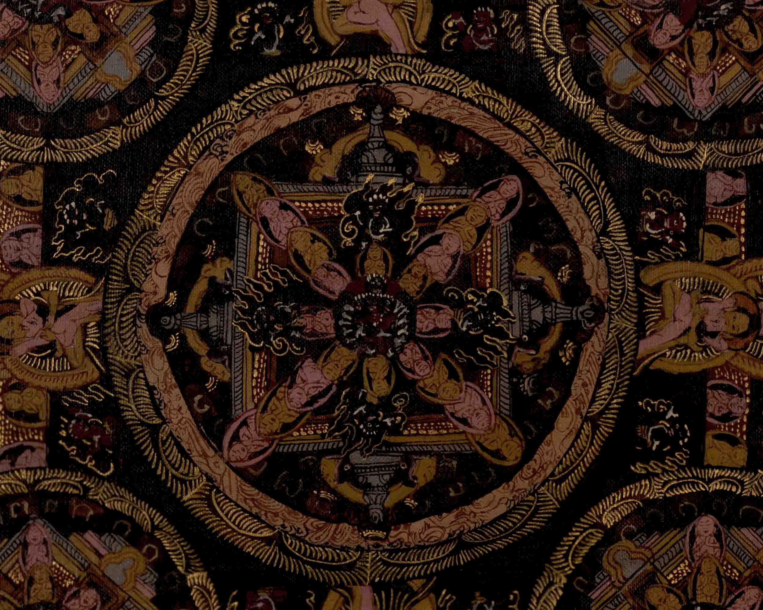 Vintage Heruka Mahakala Mandala | Religious Thangka Art | Wall Decors