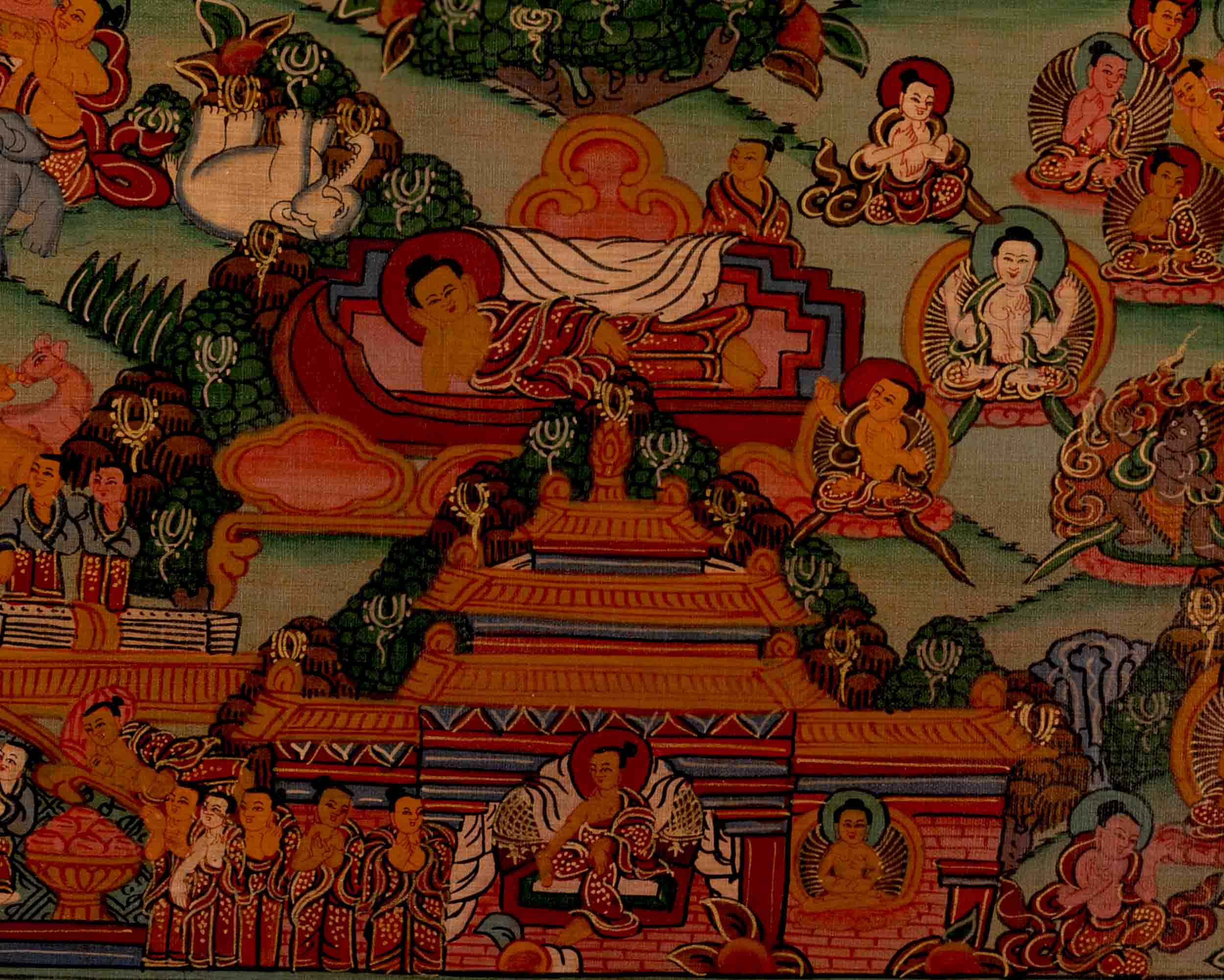 Shakyamuni Budda's Life Story | Oil Varnished Thangka | Wall Decors