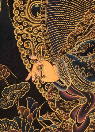 Guru Rinpoche Tibetan Thangka | Genuinely Gold Gilded Buddhist Art