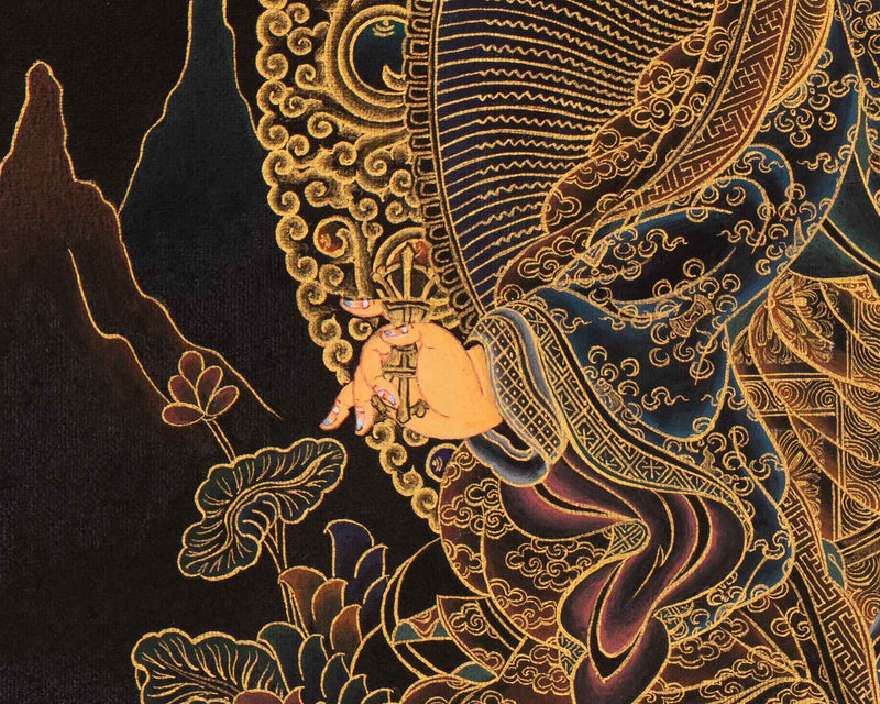 Guru Rinpoche Tibetan Thangka | Genuinely Gold Gilded Buddhist Art
