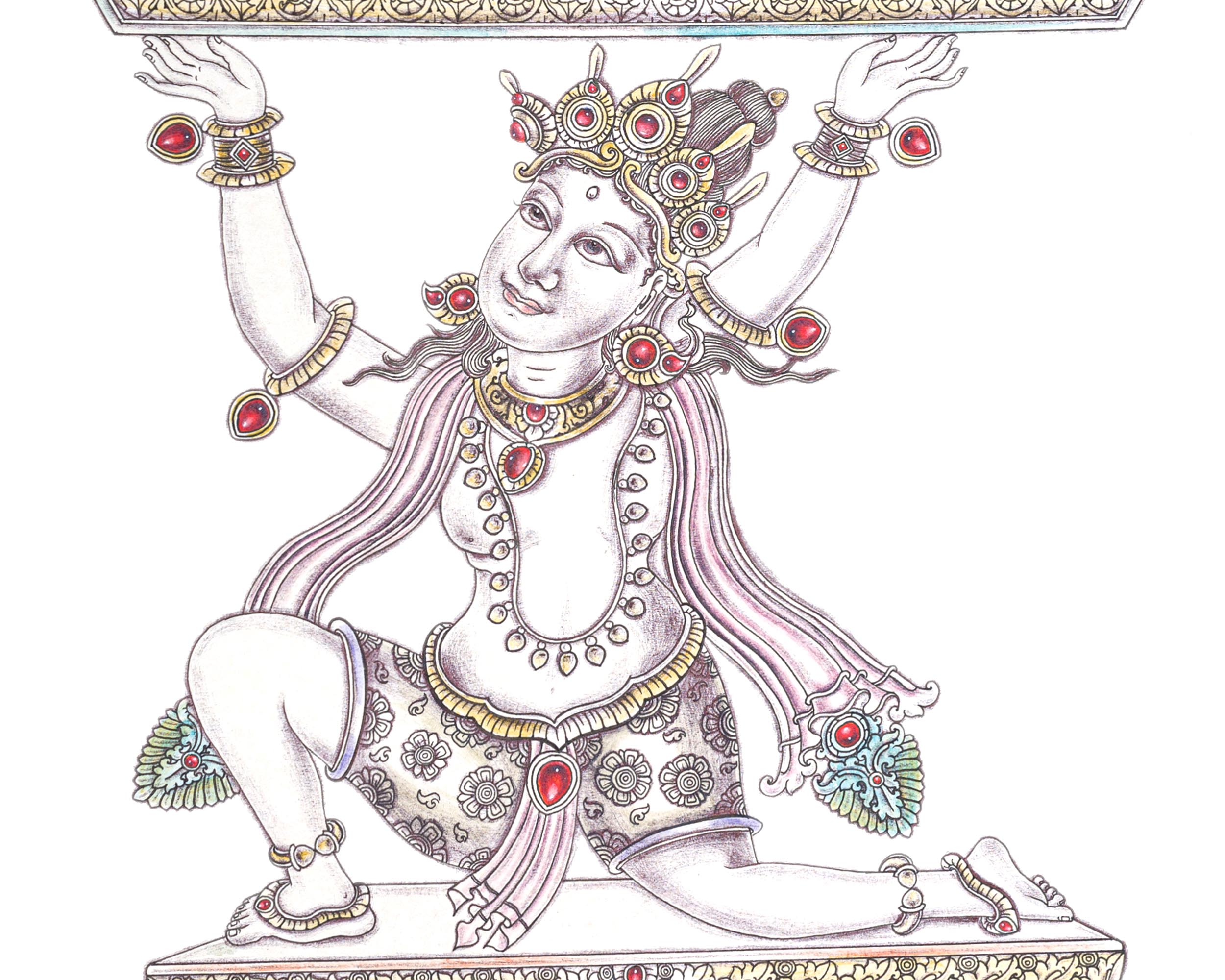 High-Quality Candle Dhale Thangka Print | Candle Stand Thangka Print for Enlightened Reflection
