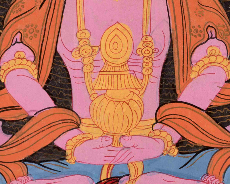 Vintage Amitayus Buddha Thangka | Religious Buddhist Art | Wall Decors
