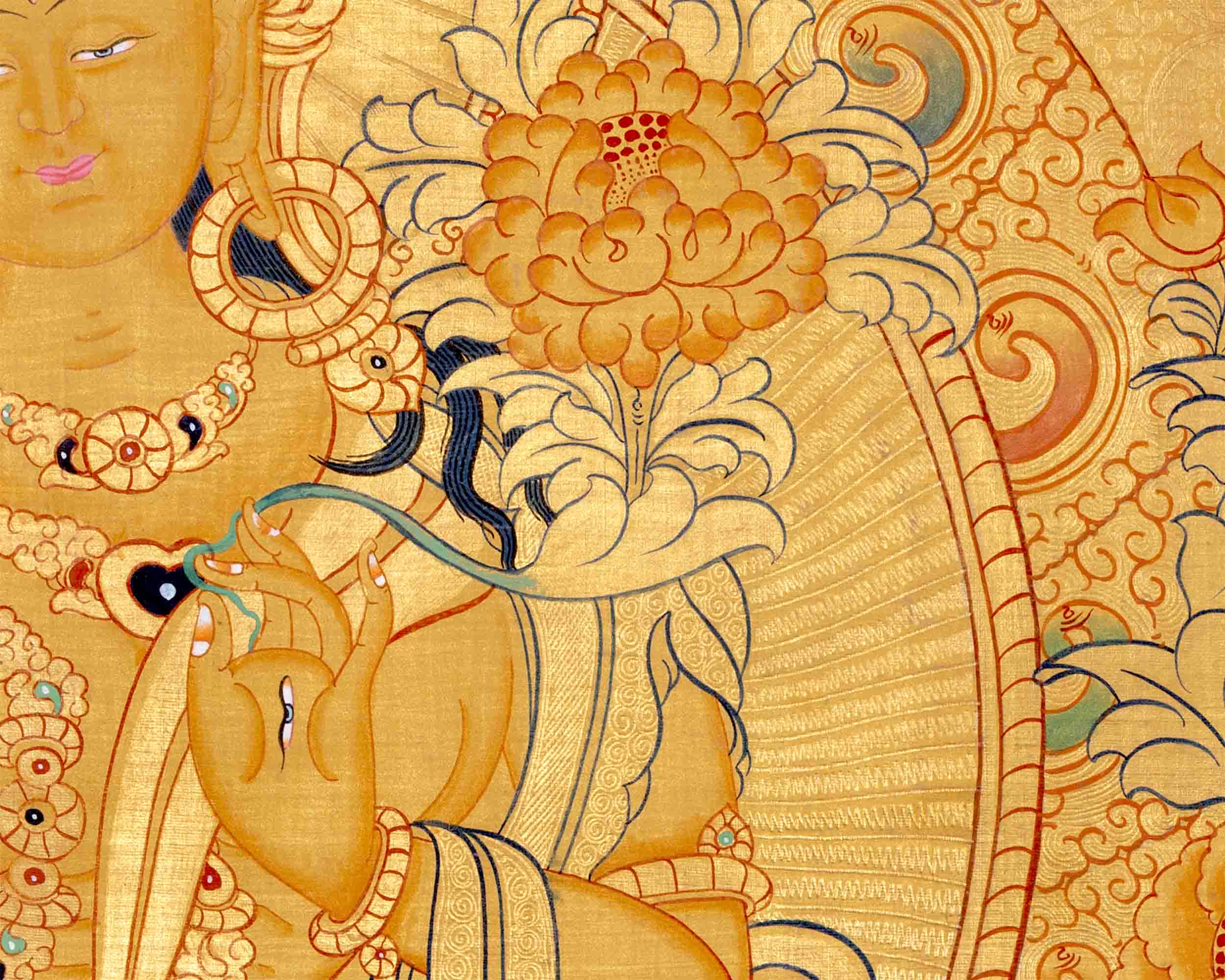 Hand-Painted White Tara Thangka | Wall Hanging Decor