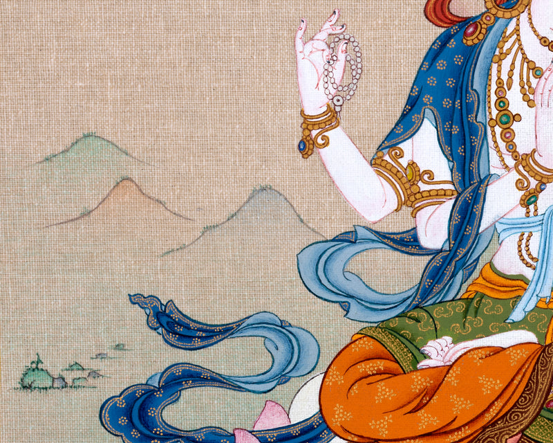 Avalokiteshvara | Chenrezig Buddha Hand-Painted Thangka