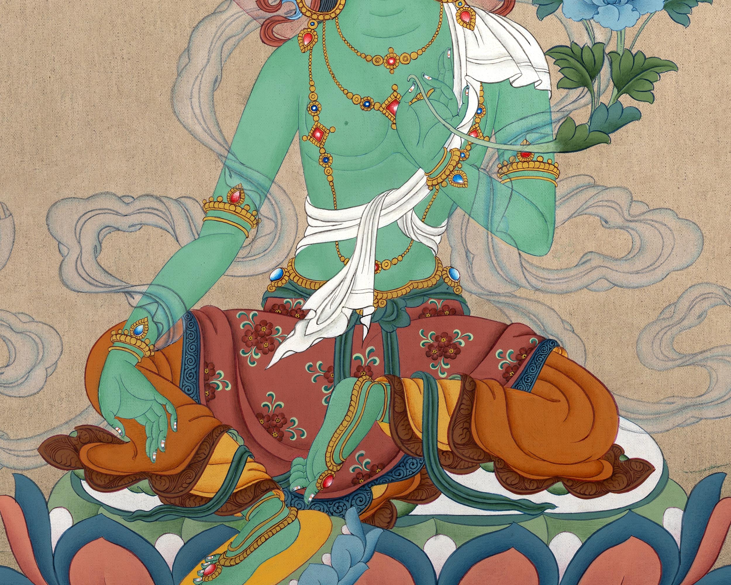 Green Tara Painting | Tibetan Thangka Painting