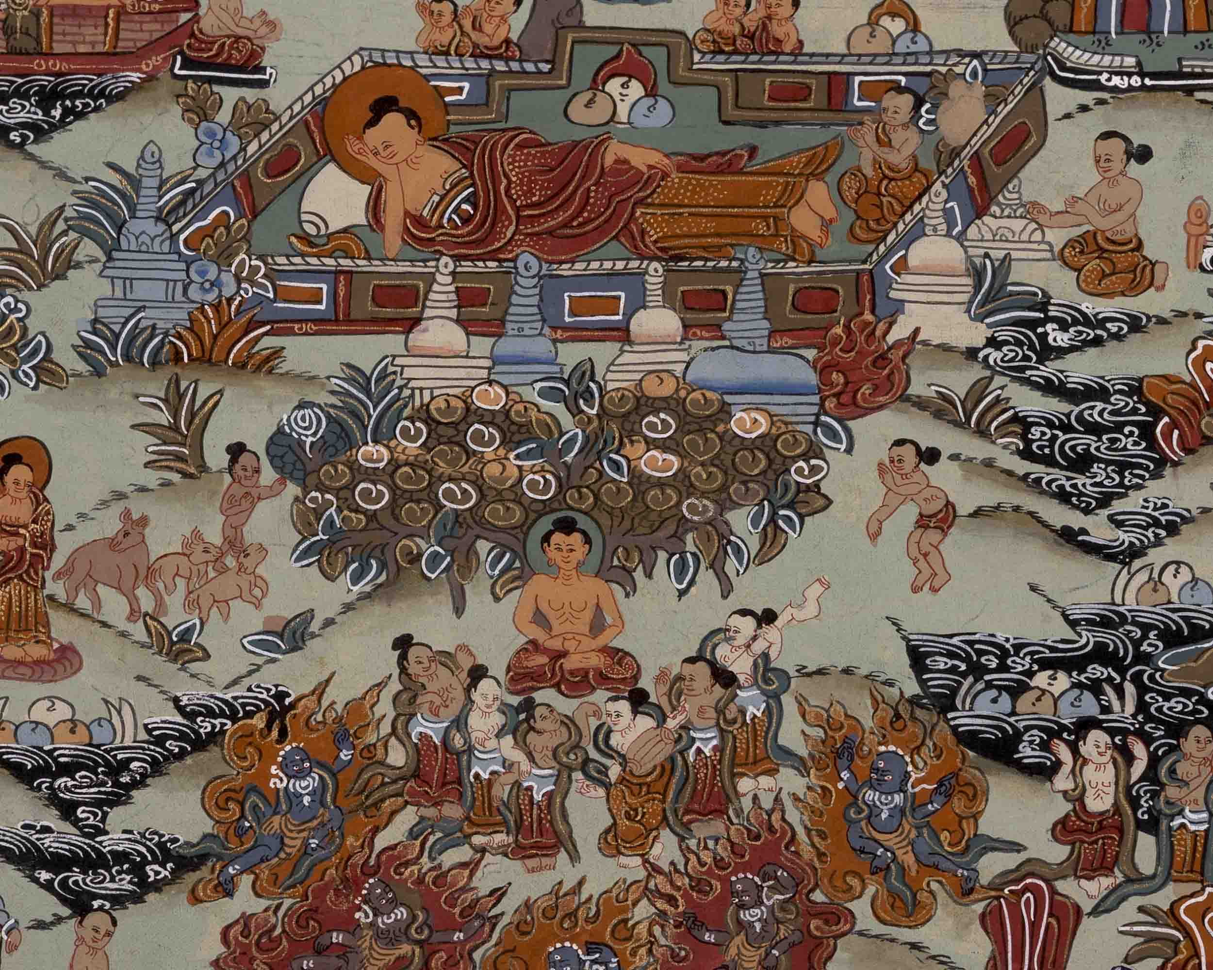 Buddha Life Story | Handpainted Tibetan Thangka | Wall Decors