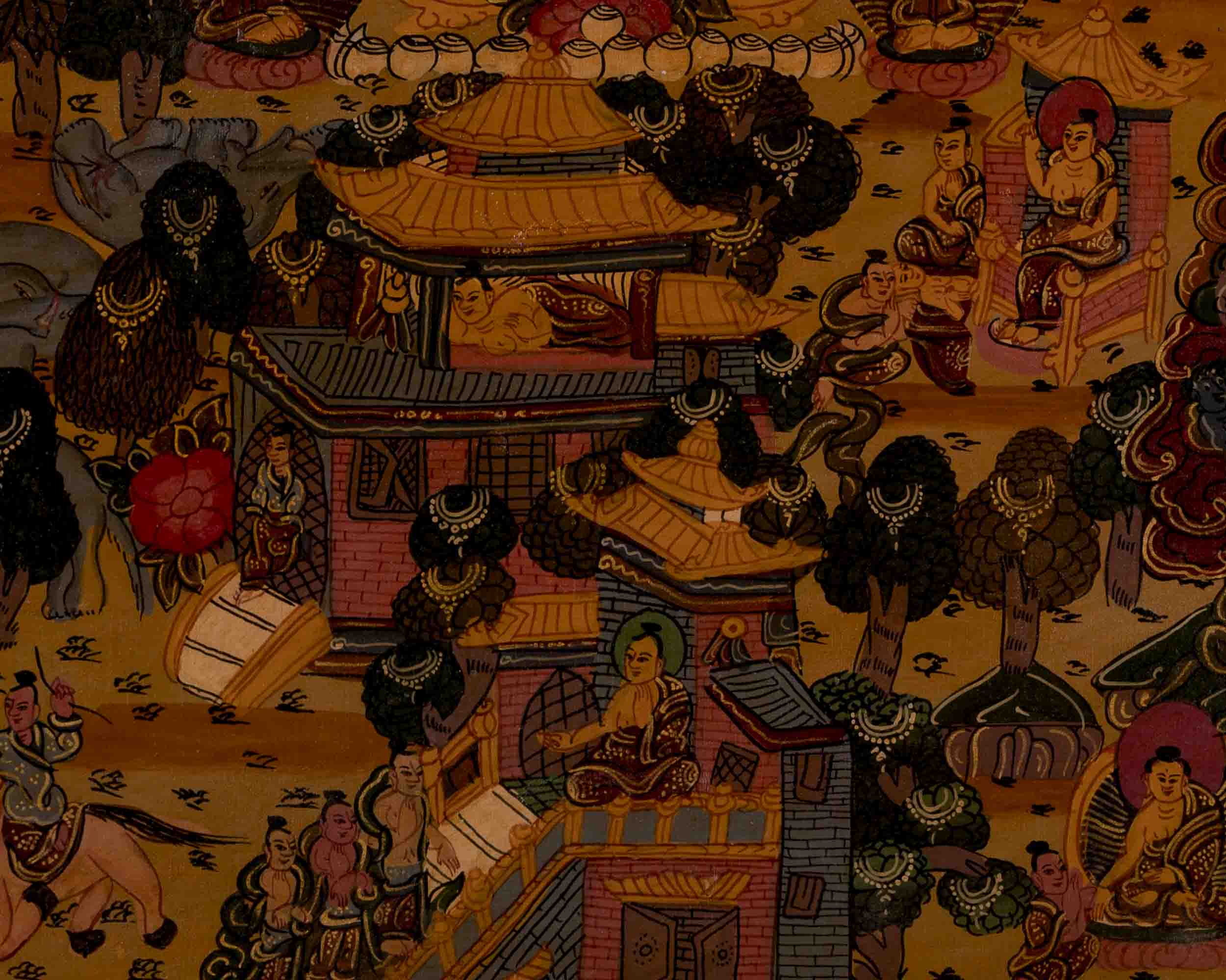 Oil Varnished Buddha life Story | Wall Decoration Painting