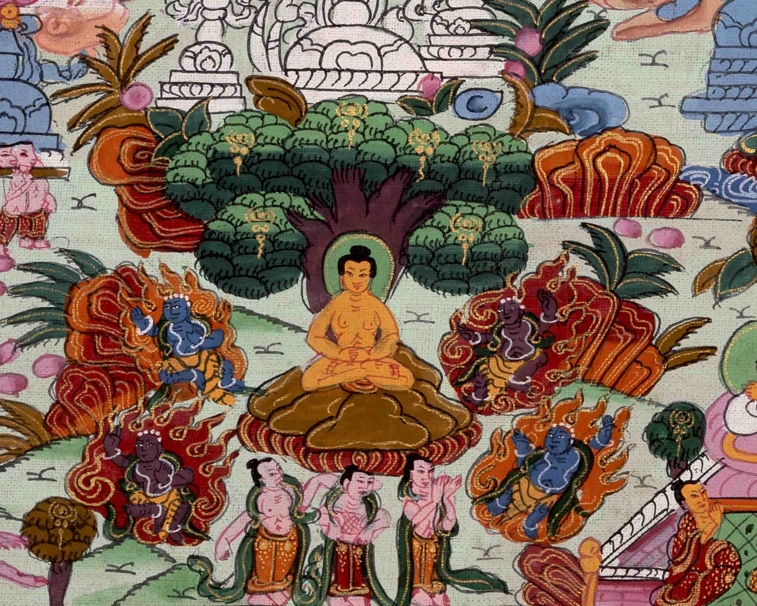 Buddha Life Story Thangka | Religious Buddhist Art | Wall Decors